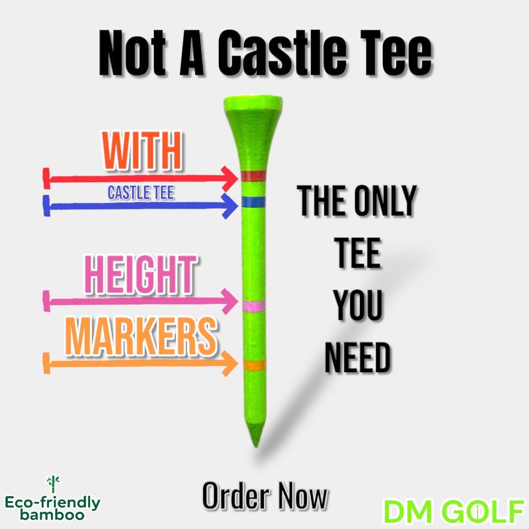Go Green-Not A Castle Tee-Premium 70mm Bamboo Golf Tee With Orange, Pink & Red Castle Height Indicators-30 Pack-3