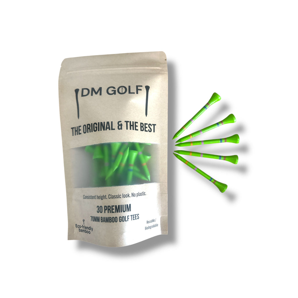 Go Green-Not A Castle Tee-Premium 70mm Bamboo Golf Tee With Orange, Pink & Red Castle Height Indicators-30 Pack-1