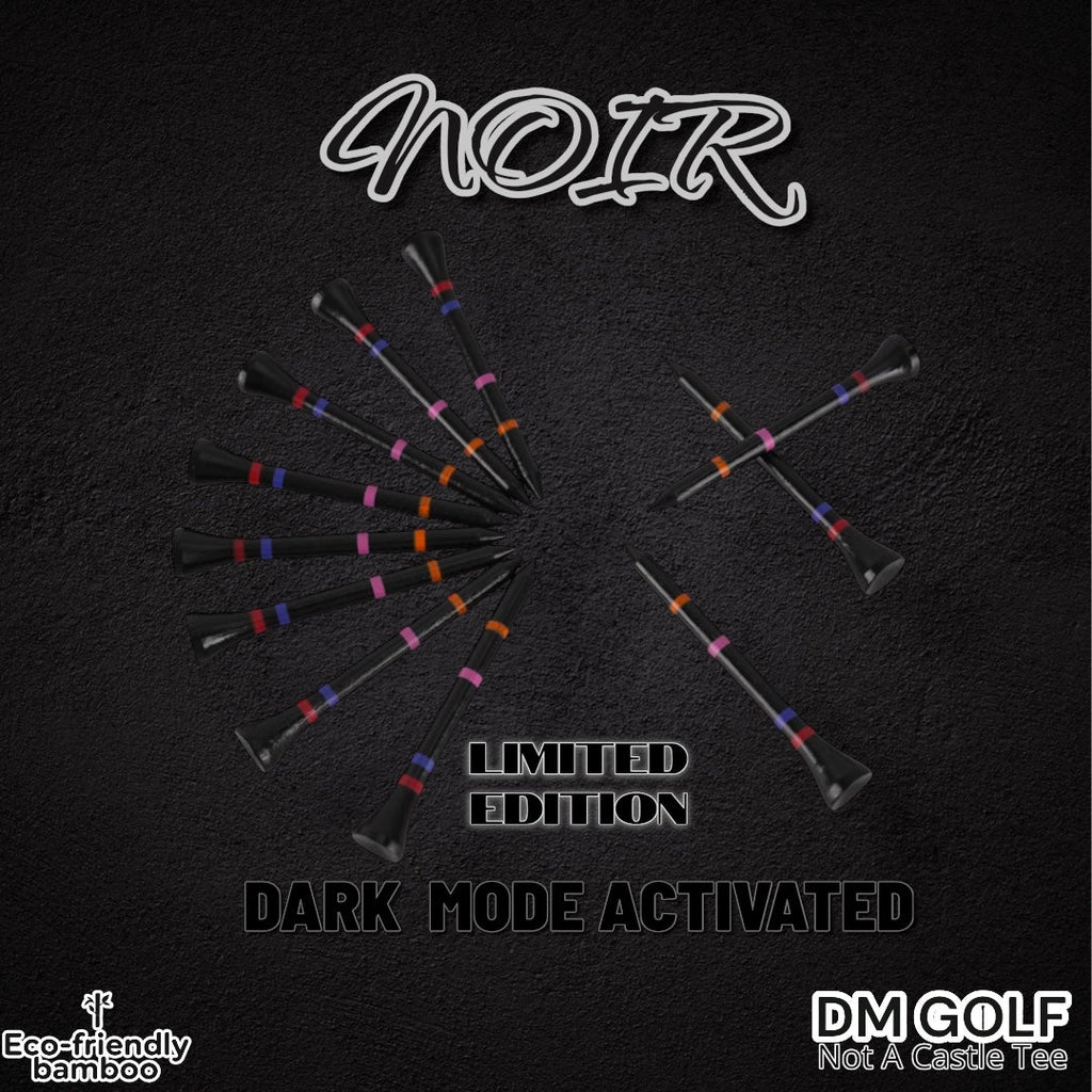 Noir-Not A Castle Tee-Premium 70mm Bamboo Golf Tee With Orange, Pink, Blue & Red Castle Height Indicators-50 Pack-2