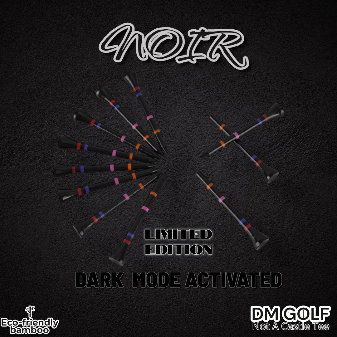 Noir-Not A Castle Tee-Premium 70mm Bamboo Golf Tee With Orange, Pink, Blue & Red Castle Height Indicators-50 Pack-2