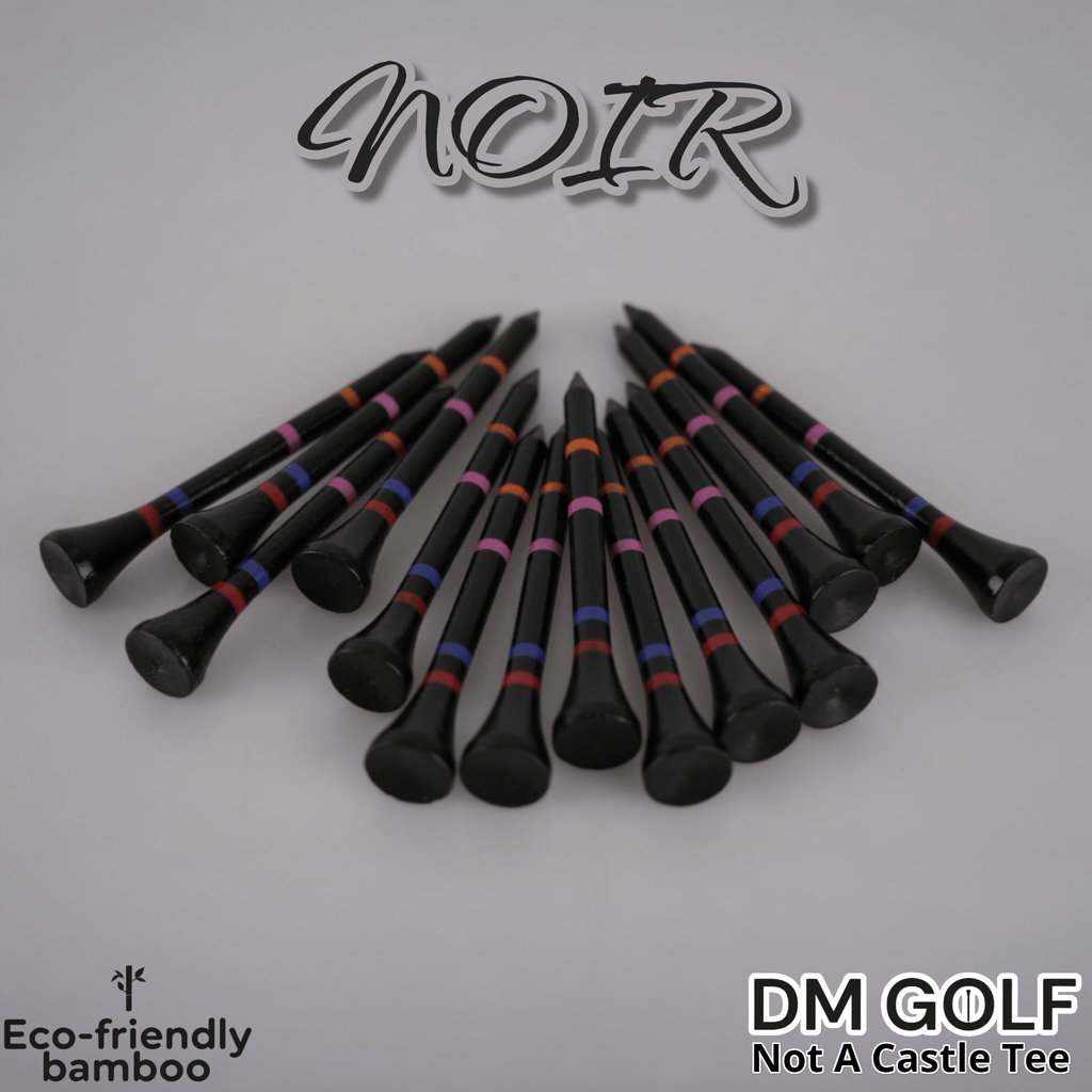 Noir-Not A Castle Tee-Premium 70mm Bamboo Golf Tee With Orange, Pink, Blue & Red Castle Height Indicators-50 Pack-1