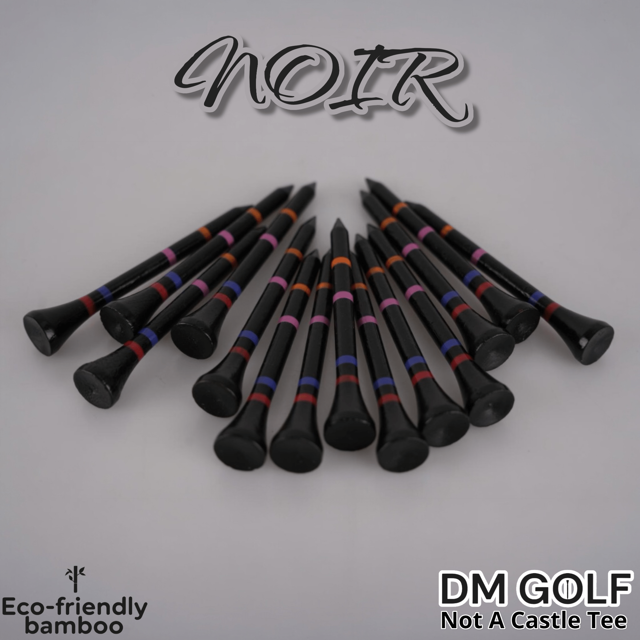 Noir-Not A Castle Tee-Premium 70mm Bamboo Golf Tee With Orange, Pink, Blue & Red Castle Height Indicators-50 Pack-1
