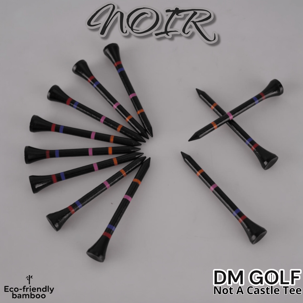 Noir-Not A Castle Tee-Premium 70mm Bamboo Golf Tee With Orange, Pink, Blue & Red Castle Height Indicators-50 Pack-0